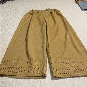 Mustard gold eyelet pants